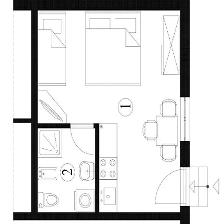 Studio-apartment In Der Naehe Des Zentrums Von 公寓